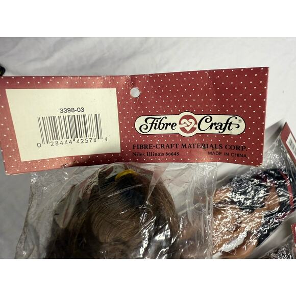 Lot Of 3 Fibre-Craft Doll Native American Black Hair Femal Porcelain Look Doll - Picture 8 of 16